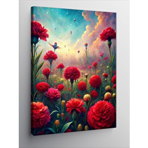 Kanvas Tablo Kırmızı Karanfil Tarlası 70x100 cm