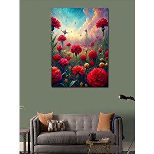 Kanvas Tablo Kırmızı Karanfil Tarlası 70x100 cm