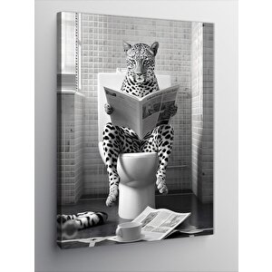 Kanvas Tablo Tuvalette Gastro Leopar 100x140 cm