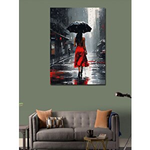 Kanvas Tablo Siyah Şemsiyeli Kadın 50x70 cm