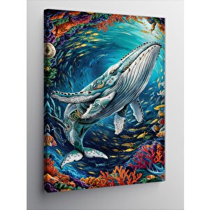 Kanvas Tablo Renkli Balina 100x140 cm