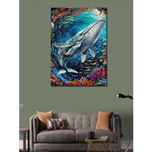 Kanvas Tablo Renkli Balina 100x140 cm