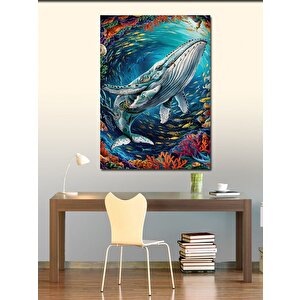 Kanvas Tablo Renkli Balina 100x140 cm