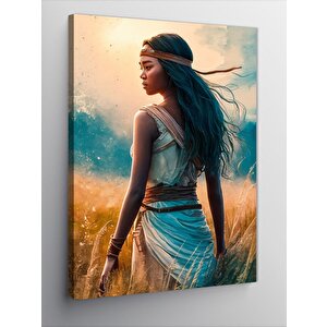 Kanvas Tablo Başak Tarlasında Afrikalı Kadın 50x70 cm