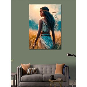 Kanvas Tablo Başak Tarlasında Afrikalı Kadın 50x70 cm