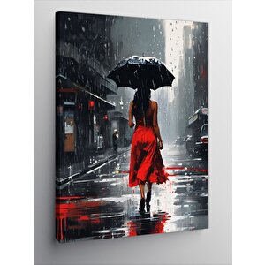 Kanvas Tablo Siyah Şemsiyeli Kadın 100x140 cm