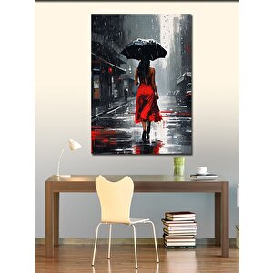 Kanvas Tablo Siyah Şemsiyeli Kadın 70x100 cm