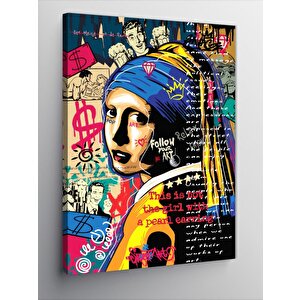Kanvas Tablo İnci Küpeli Kız Pop Art 100x140 cm