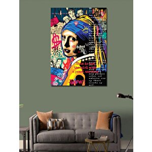 Kanvas Tablo İnci Küpeli Kız Pop Art 50x70 cm