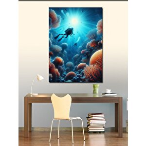 Kanvas Tablo Dalgıç Ve Mercanlar 70x100 cm
