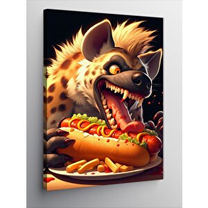 Kanvas Tablo Hotdog Yiyen Sırtlan 100x140 cm
