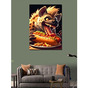 Kanvas Tablo Hotdog Yiyen Sırtlan 100x140 cm