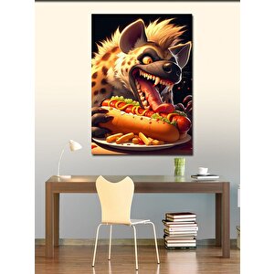 Kanvas Tablo Hotdog Yiyen Sırtlan 100x140 cm