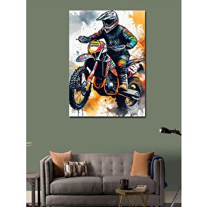 Kanvas Tablo Cross Motosiklet Yarışçısı 100x140 cm