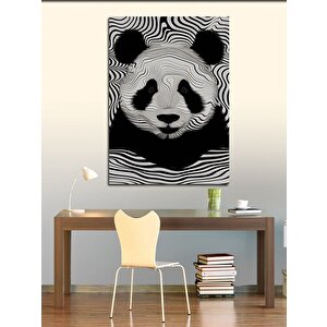Kanvas Tablo Siyah Beyaz Çizgili Panda 70x100 cm