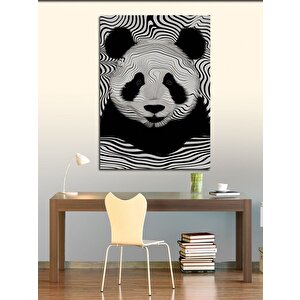 Kanvas Tablo Siyah Beyaz Çizgili Panda 50x70 cm