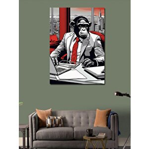 Kanvas Tablo Kırmızı Kravatlı Maymun 70x100 cm