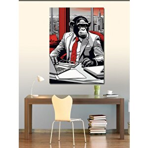 Kanvas Tablo Kırmızı Kravatlı Maymun 70x100 cm