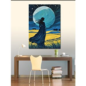 Kanvas Tablo Dolunay Ve Tarladaki Kadın 50x70 cm