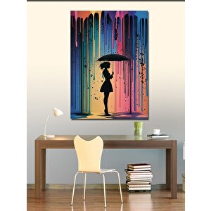 Kanvas Tablo Renkli Yağmur Ve Kadın 100x140 cm