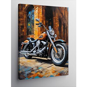 Kanvas Tablo Turuncu Chopper Motosiklet 100x140 cm