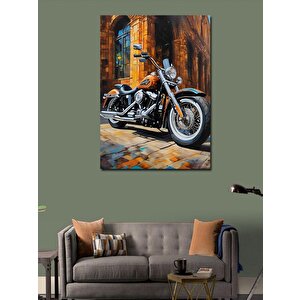 Kanvas Tablo Turuncu Chopper Motosiklet 70x100 cm