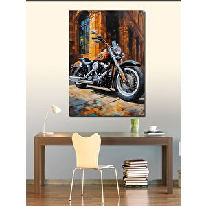 Kanvas Tablo Turuncu Chopper Motosiklet 70x100 cm