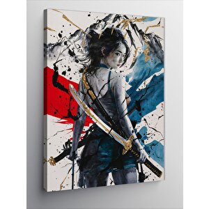 Kanvas Tablo Kılıçlı Japon Kız 100x140 cm