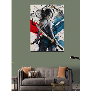 Kanvas Tablo Kılıçlı Japon Kız 100x140 cm