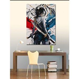 Kanvas Tablo Kılıçlı Japon Kız 100x140 cm