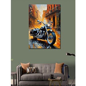 Kanvas Tablo Siyah Motosiklet 100x140 cm