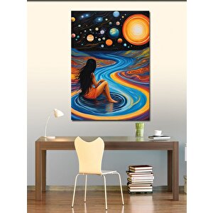 Kanvas Tablo Gezegenler Ve Kadın 70x100 cm