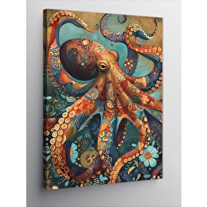 Kanvas Tablo Desenli Ahtapot 70x100 cm