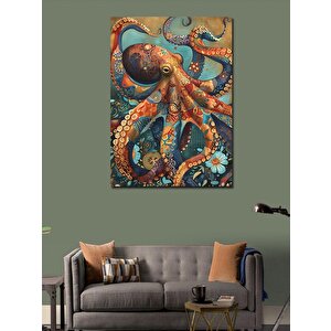 Kanvas Tablo Desenli Ahtapot 70x100 cm
