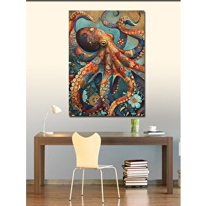 Kanvas Tablo Desenli Ahtapot 70x100 cm