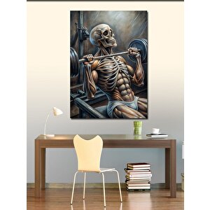 Kanvas Tablo Halter Kaldıran İskelet 70x100 cm