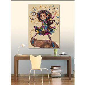 Kanvas Tablo Patchwork Elbiseli Kız 70x100 cm