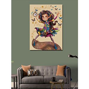 Kanvas Tablo Patchwork Elbiseli Kız 50x70 cm