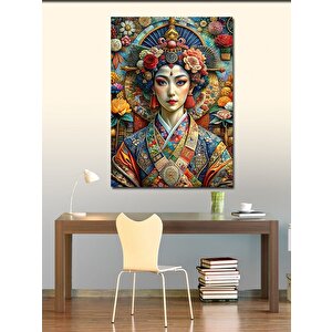Kanvas Tablo Renkli Kıyafetli Kadın 100x140 cm