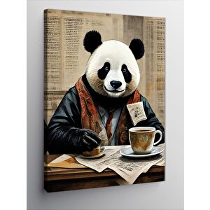 Kanvas Tablo Kahve İçen Panda 50x70 cm