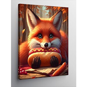 Kanvas Tablo Hotdog  Yiyen Tilki 50x70 cm