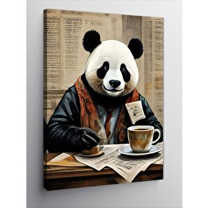 Kanvas Tablo Kahve İçen Panda 70x100 cm