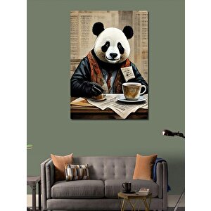 Kanvas Tablo Kahve İçen Panda 70x100 cm