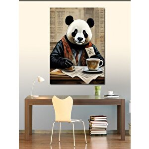 Kanvas Tablo Kahve İçen Panda 70x100 cm