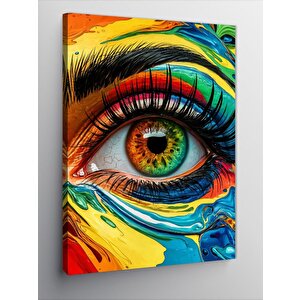 Kanvas Tablo Boyalı Yüz Ve Renkli Göz 100x140 cm