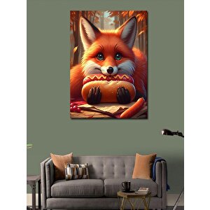 Kanvas Tablo Hotdog  Yiyen Tilki 100x140 cm
