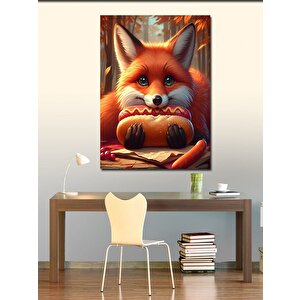 Kanvas Tablo Hotdog  Yiyen Tilki 100x140 cm