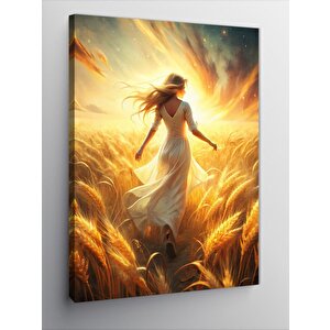 Kanvas Tablo Başak Tarlasındaki Kadın 70x100 cm