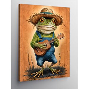 Kanvas Tablo Ukulele Çalan Kurbağa 70x100 cm