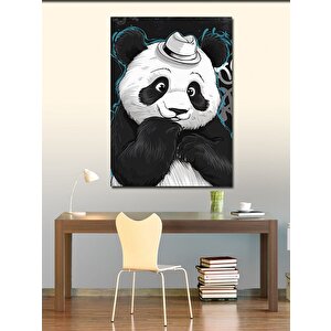 Kanvas Tablo Fötr Şapkalı Panda 70x100 cm